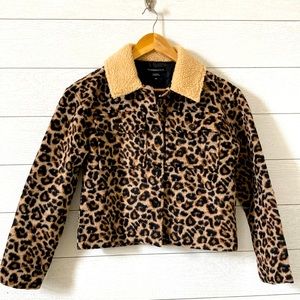 NEW Wednesday’s Girl cropped trucker jacket with teddy collar XS